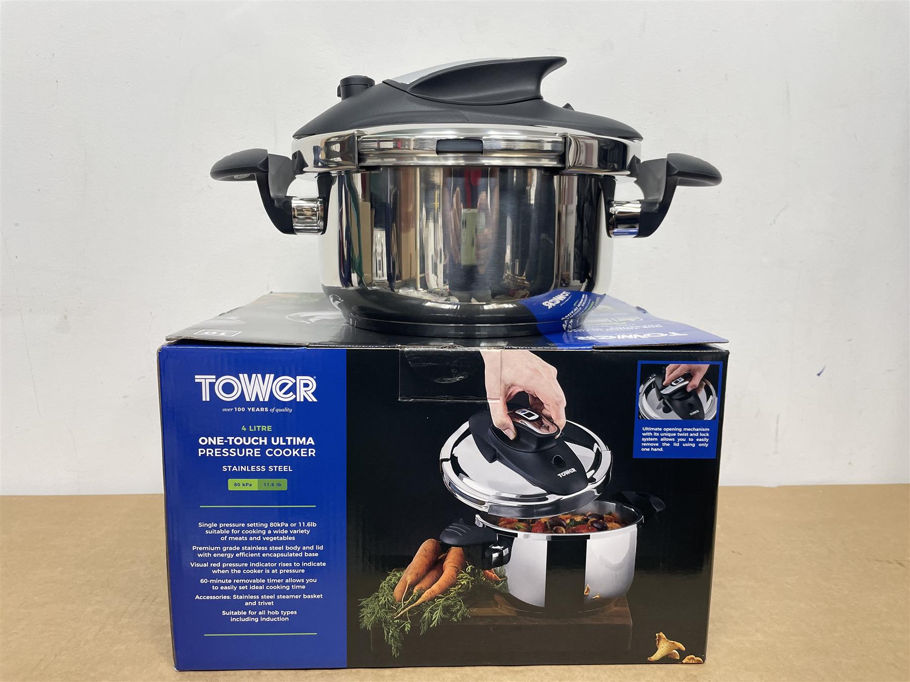 Tower 4l stainless steel best sale pressure cooker