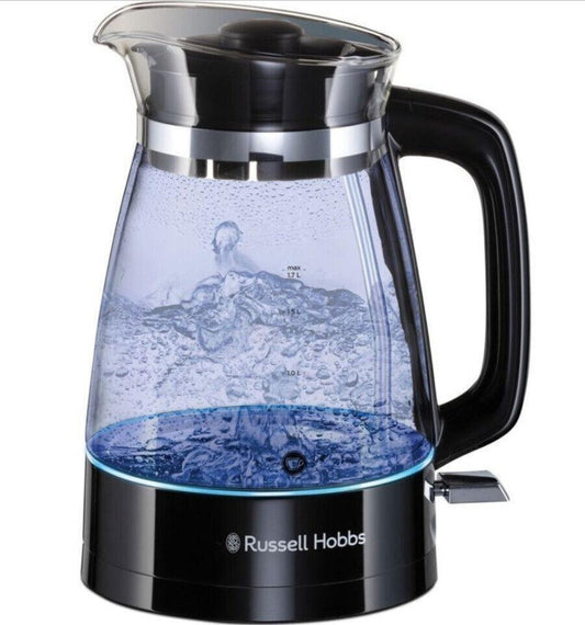 Russell Hobbs Kettle Classic Glass Transparent Cordless 1.7L Hot water Black