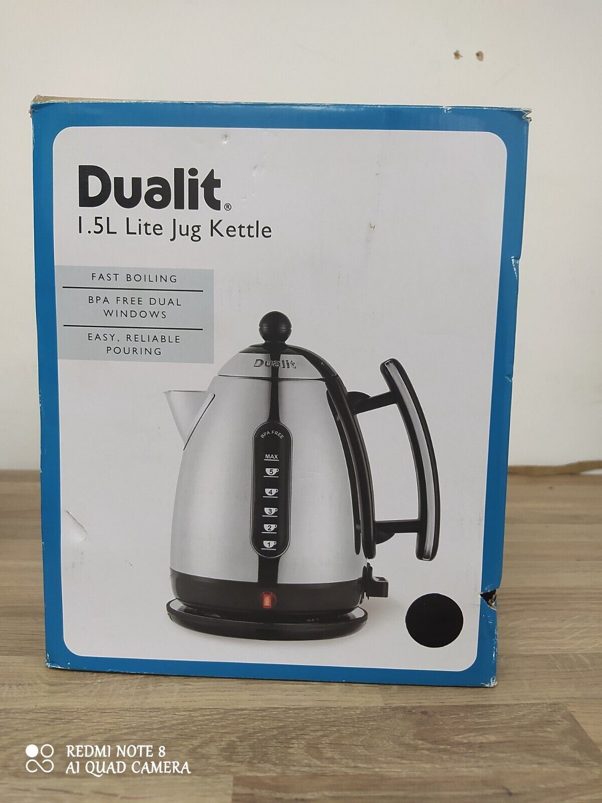 DUALIT Kettle Electric Jug Stainless Steel&black 360 Cordless Fast Boil 1.5Litr