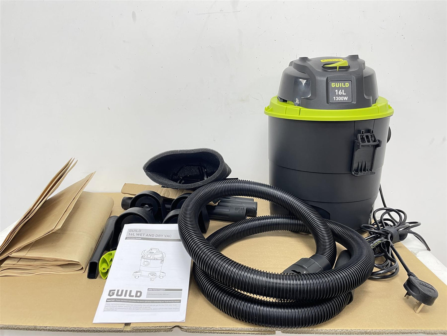 Guild 16 Litre Wet and Dry Vacuum Cleaner - 1300W- 3 Dust Bags Included