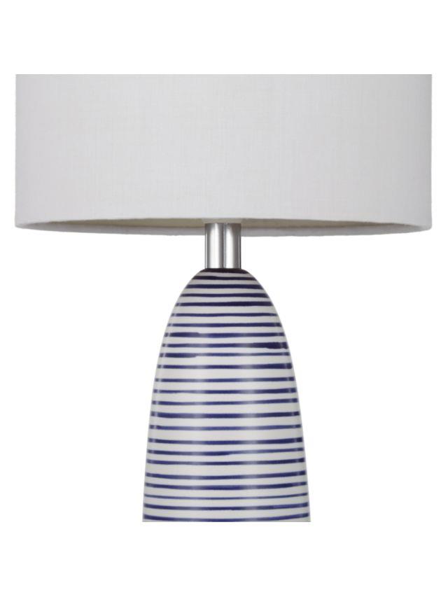 John Lewis Lolly Table Lamp Fabric Shade night bed side White Blue Ceramic