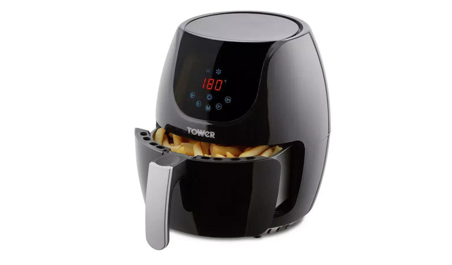 Tower Electric Kitchen T17067 4L Digital Air Fryer Healthy Chips - Black