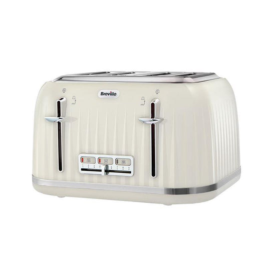 Breville Impressions 4 Slice Toaster Defrost Reheat wide slots Vanilla Cream