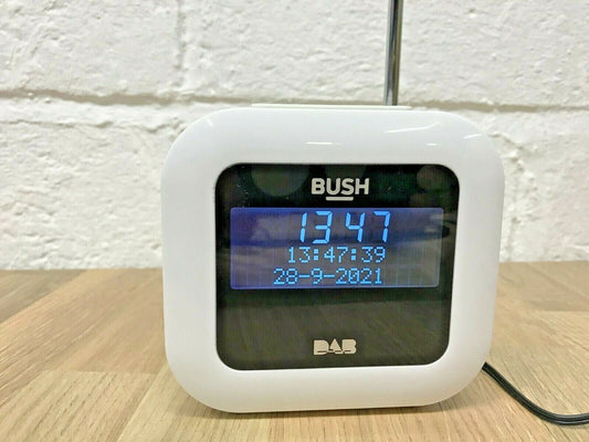 Bush DAB FM Turner USB Radio Dual Alarm Clock LED Display Bedside Sleep Timer