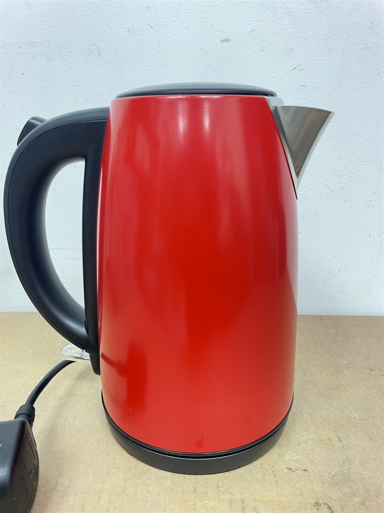 Cookworks Kitchen Red Electric Brushed Water Rapid Boil Stainless Steel Kettle