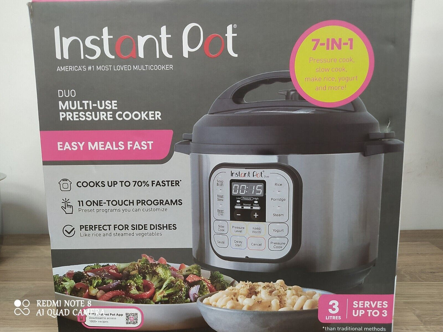 Instant Pot Duo 3 Mini 3L Multi Pressure Cooker slow cook, saute, rice, porridge