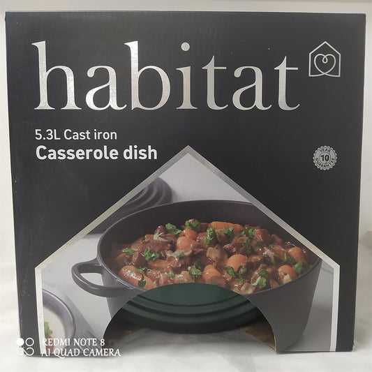 Habitat 5.3 Litre Cast Iron Casserole Dish Pot Lid Kitchen all hobs enamel Green