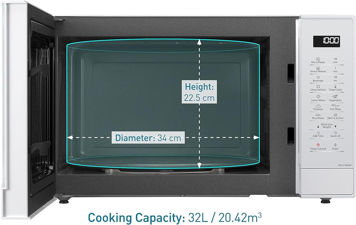 Panasonic NN-ST45KW 32 Litre Microwave Inverter Technology 7 Power Levels- White