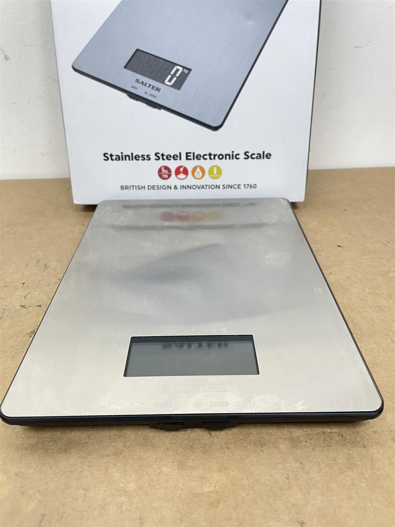 Salter Digital Kitchen Scale Brushed Stainless Steel Measures Food Liquid 5kg