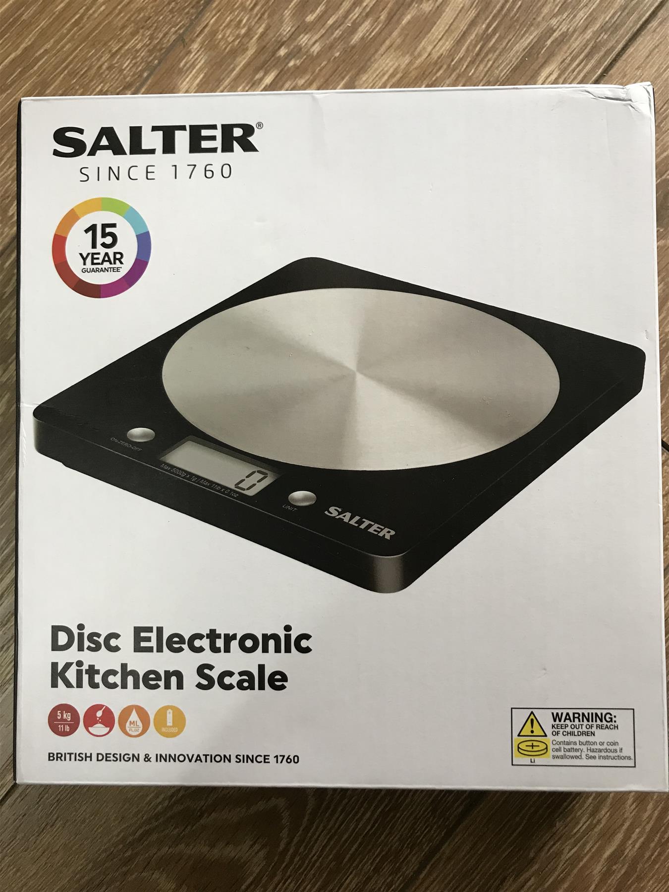 Salter Electronic Scale LCD display Max Capacity 5kgwith Steel Platform - Black