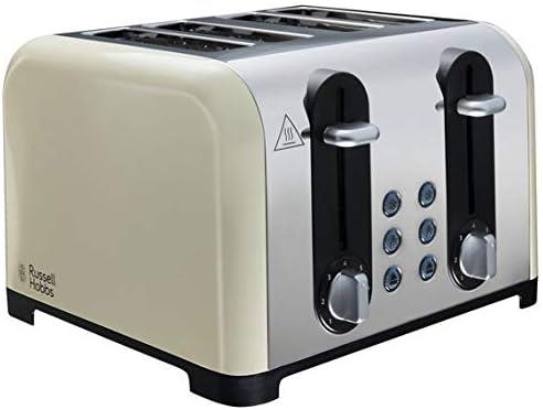 Russell Hobbs Worcester 4 Slice black Toaster Extra Wide Stainless Steel Defrost