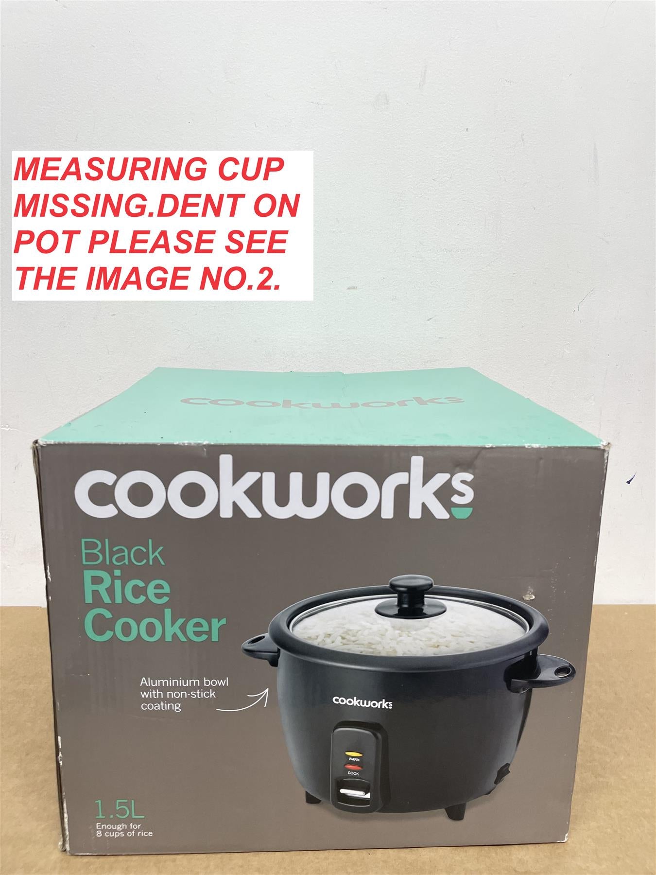 Cookworks Electric Rice Cooker steamer Kitchen Non-stick bowl warm funtion  1.5L