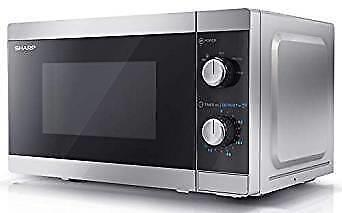 SHARP Solo Microwave YC-MS01U-S 20L 800W Manual Dial Defrost Silver