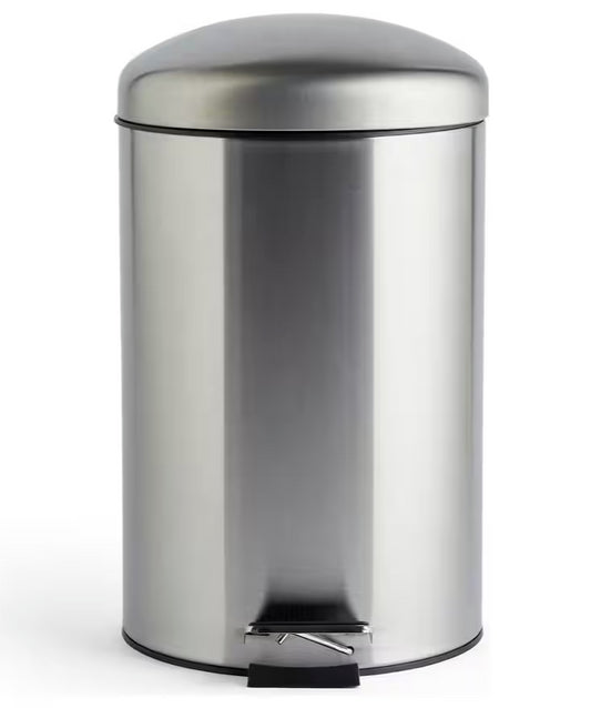 Habitat 12 Litre Domed Pedal Bin Sleek soft close small Brushed stainless steel