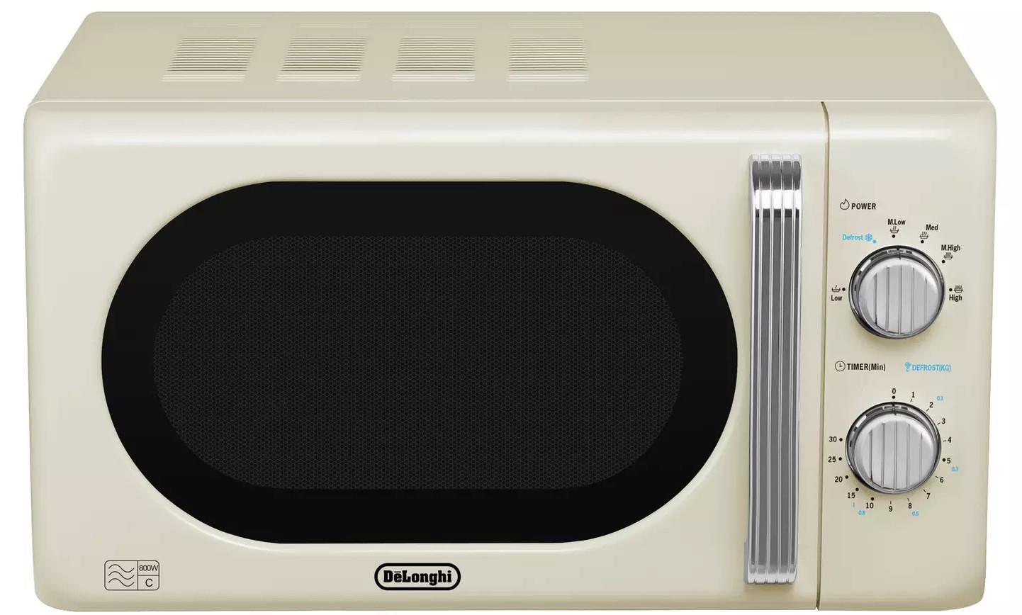 De'Longhi Argento Flora 800W Standard Microwave oven Food Reheat - Cream