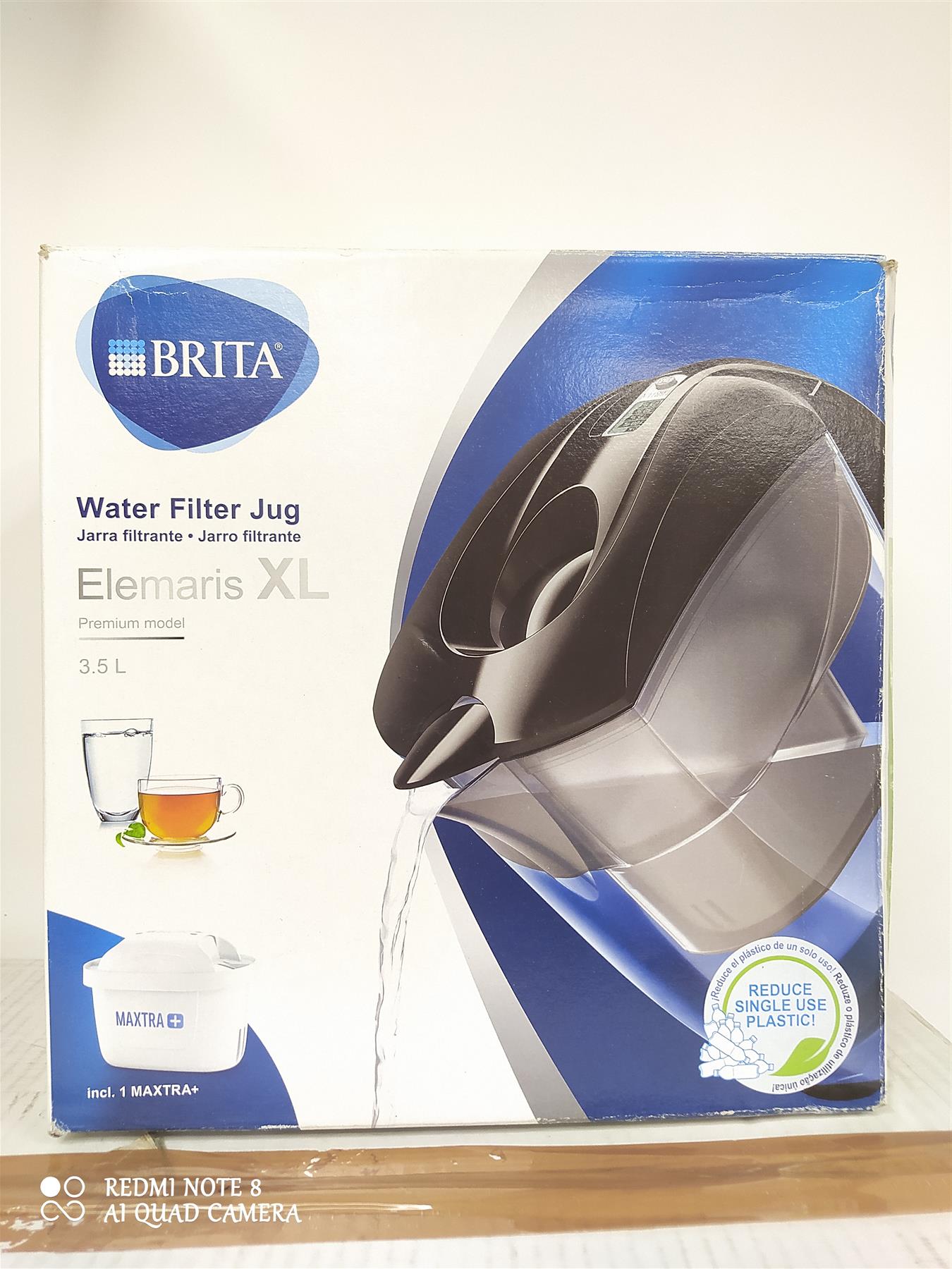 BRITA Water Filter Elemaris XL 3.5L Jug Maxtra+ cartridge Flip top lid  Black