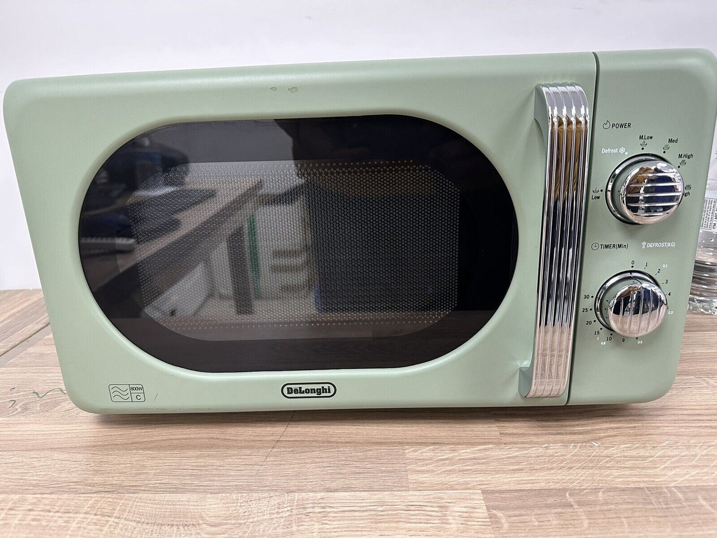 De'Longhi Argento Flora 800W Standard Microwave oven Food Reheat - Sage Green