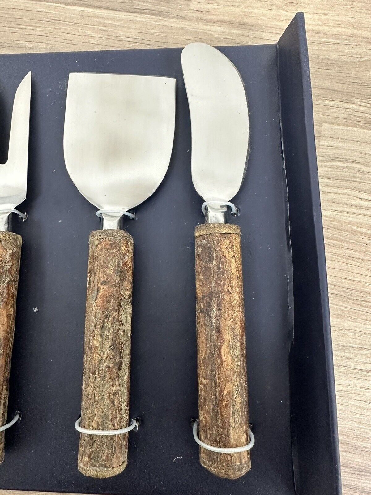 John Lewis Kitchen Cooking Hammered Wooden Cheese Slice Knives Set of 4 Utensil