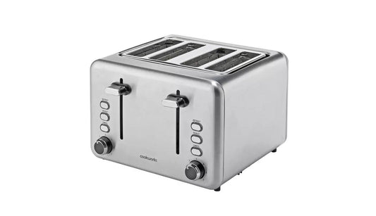 Cookworks 4 Slice Toaster Brushed Stainless Steel Defrost Reheat Cancel 1600W