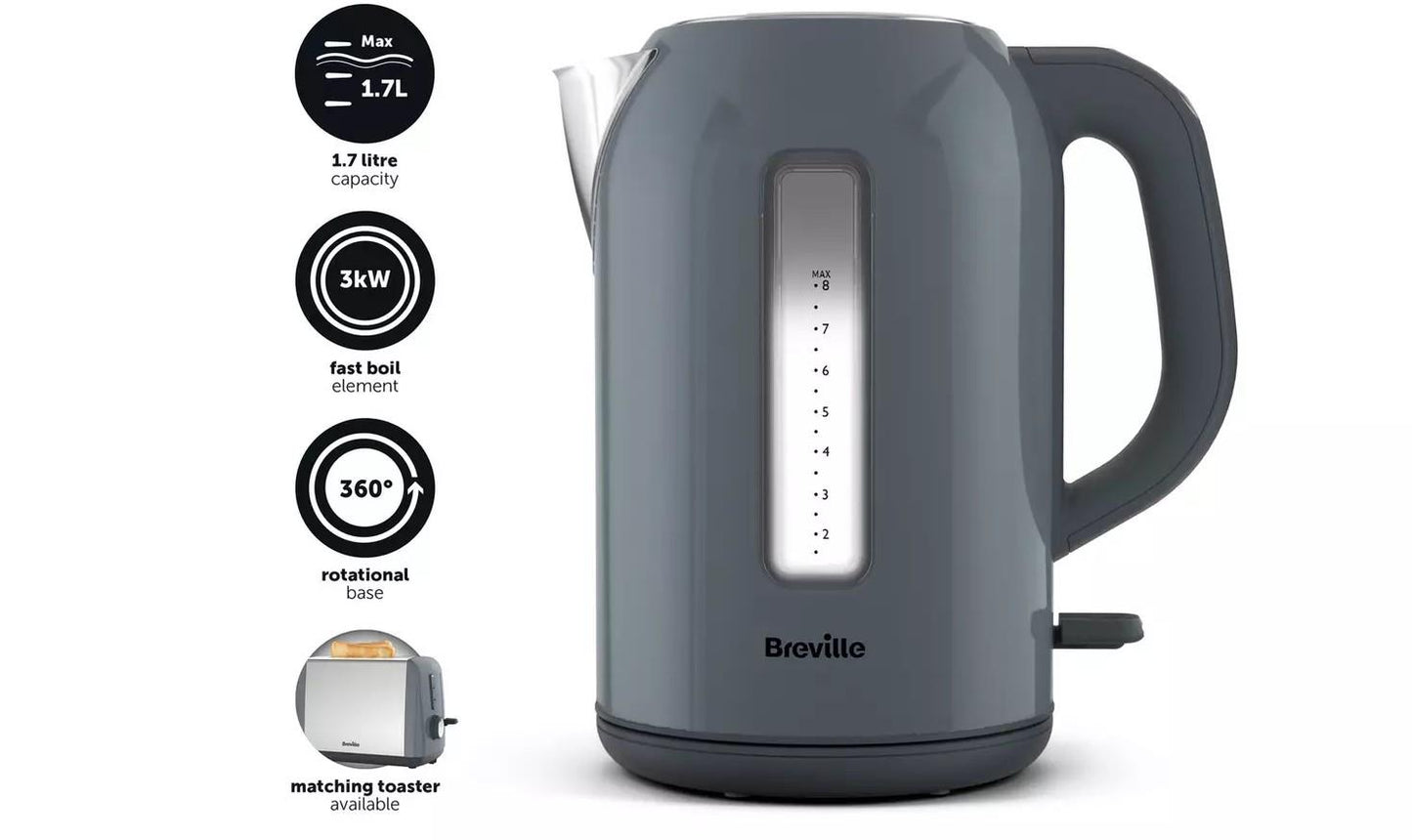 Breville Kettle 1.7L Illuminated Stainless Water Rapid Boil Steel Jug Grey