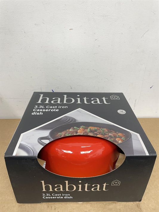 Habitat 3.3 Litre Cast Iron Casserole Dish Enamel Coated - Orange