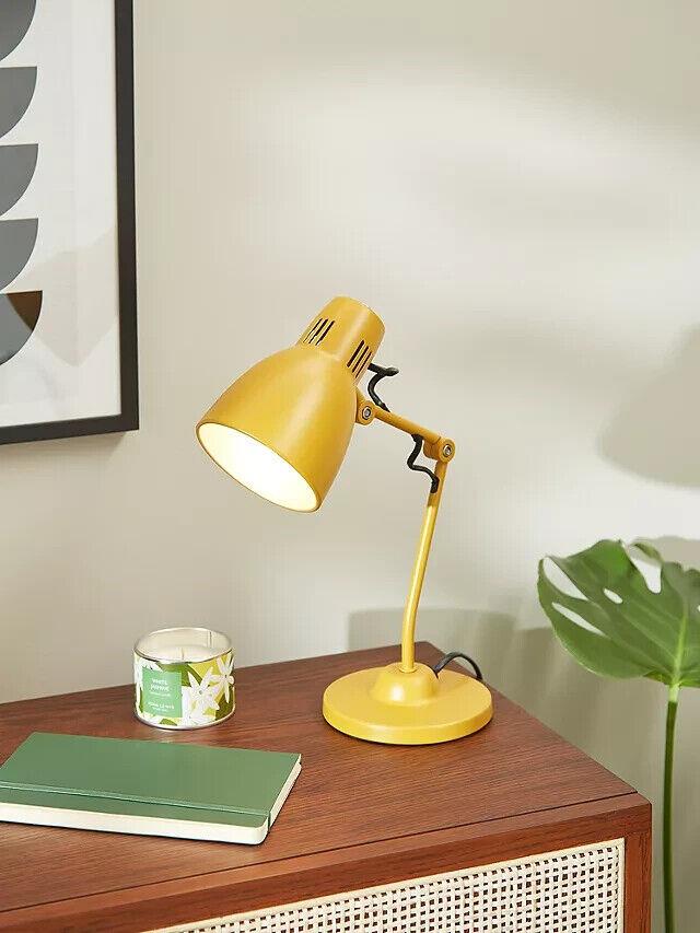 John Lewis LED Task Table Lamp 2M Cable on/off Switch Study Desk Mustard Yellow