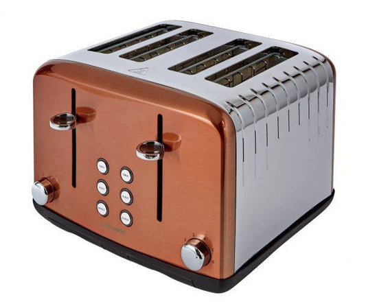 COOKWORKS PYRAMID Toaster 4 SLICE Long wide 6 levels toastiness Copper