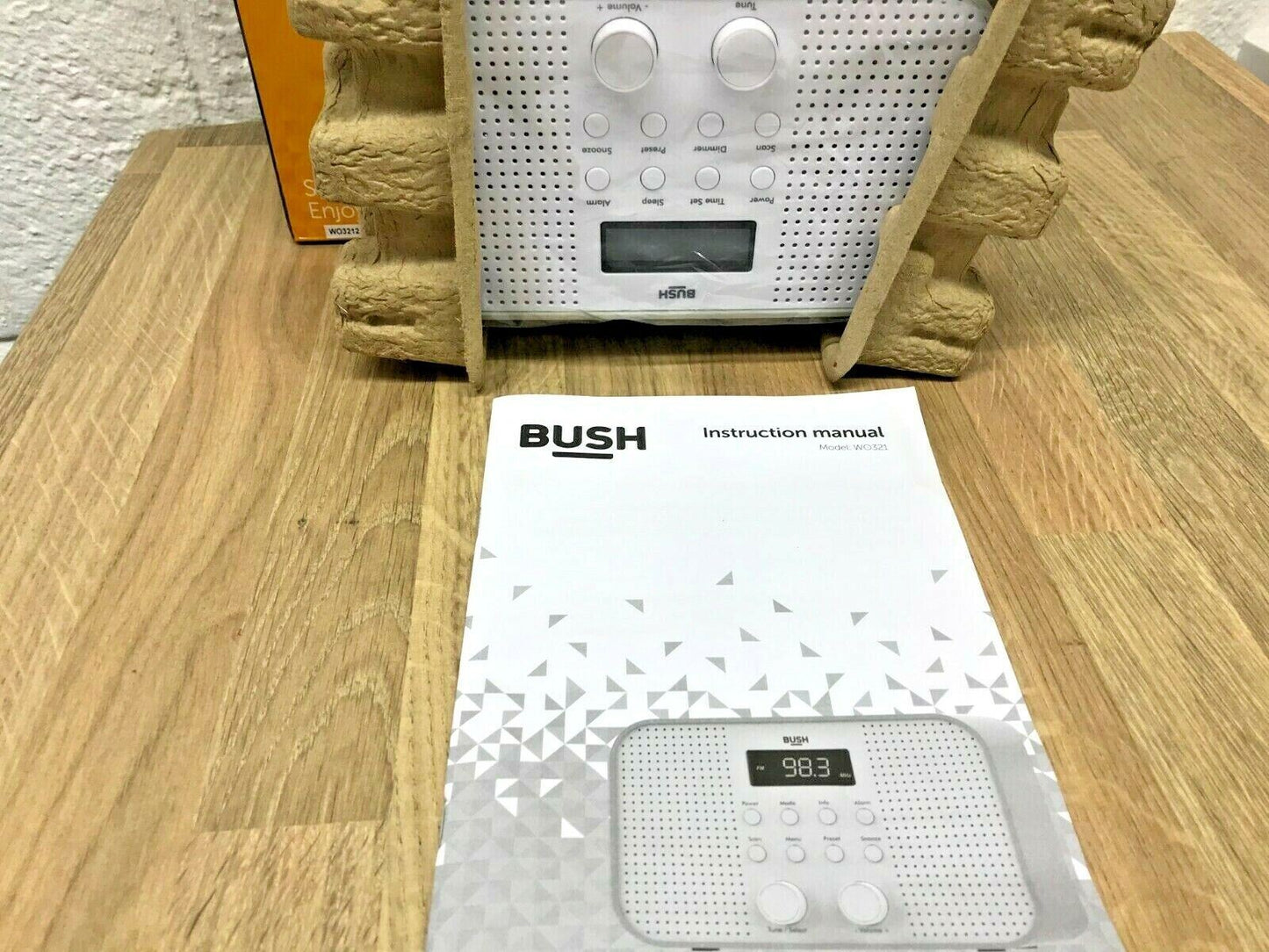 Bush Portable FM Radio Digital LCD Mains Battery Sleep Timer Snooze Dual Alarm