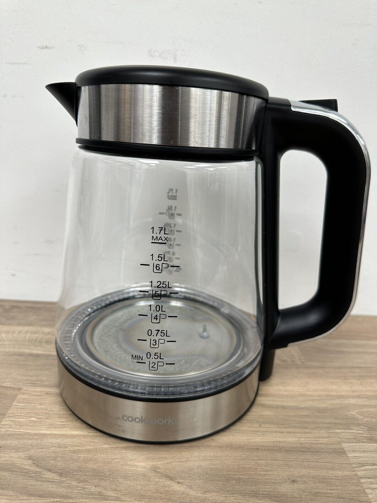 Cookworks Kettle HOT water boil stainless steel temperature Glass CLEAR LOOK