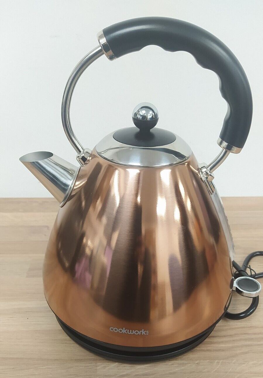 Cookworks Pyramid Kettle Stainless Steel  Copper auto shut rapid boil  1.7 Litre