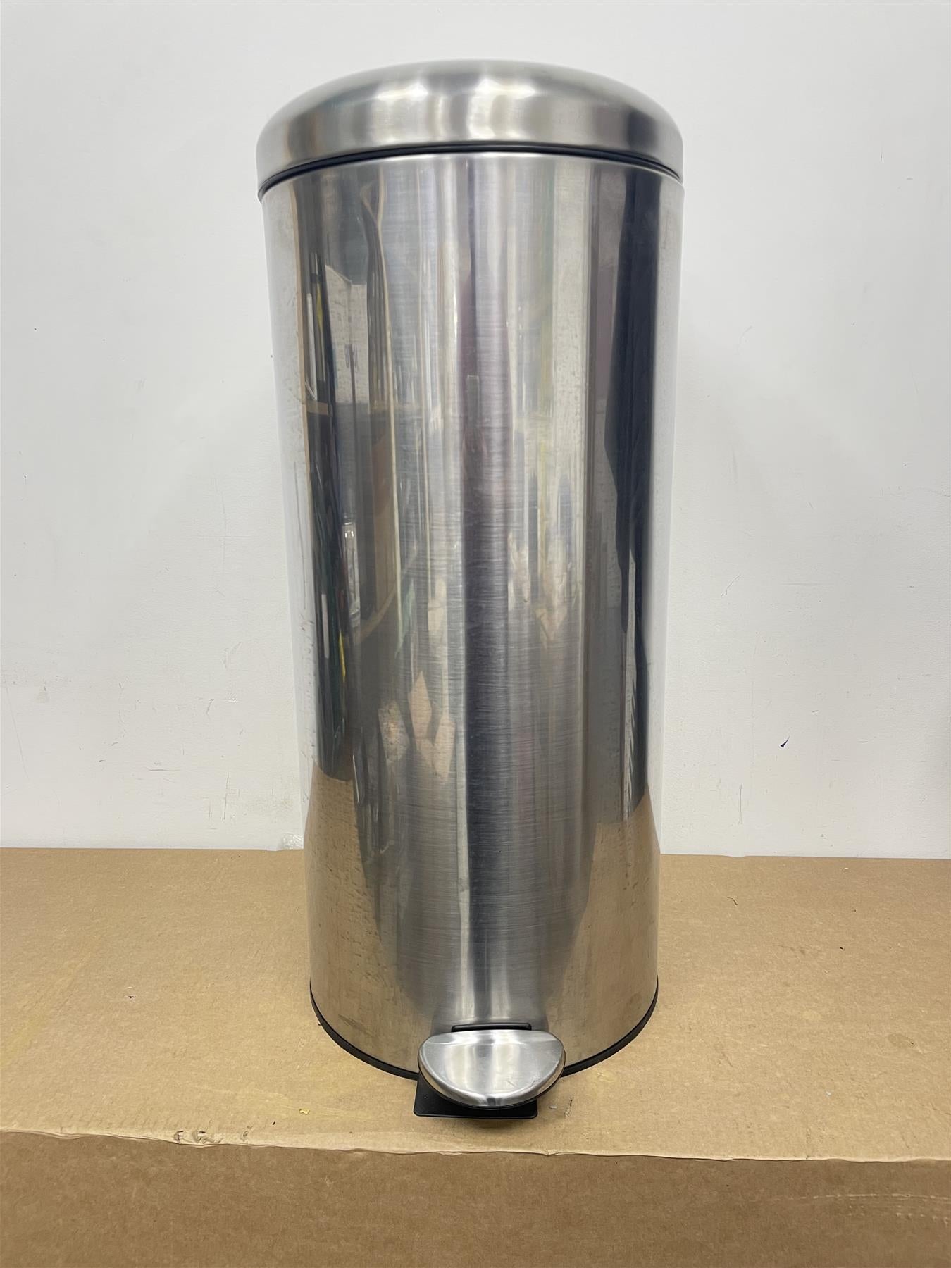 Habitat 30 Litre Domed Foot Pedal Silent lid Opening Bin - Stainless steel