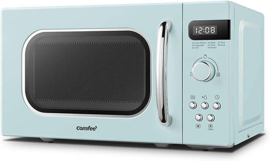 COMFEE Microwave Oven Retro Style 800w 20L 8 Auto Menu manual dial Green