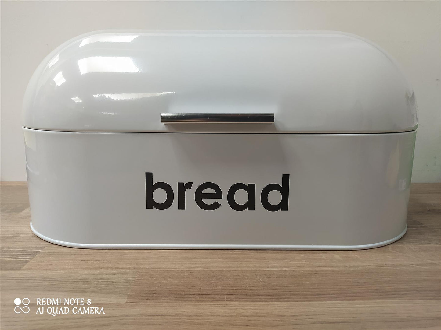 Home Domed Bread Bin Kitchen Counter Cake loaf Storage Container Steel White