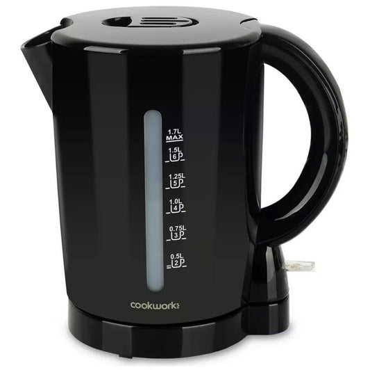 Cookworks Basic Kettle 1.7L WK8321 hot water Boil dry protection Black