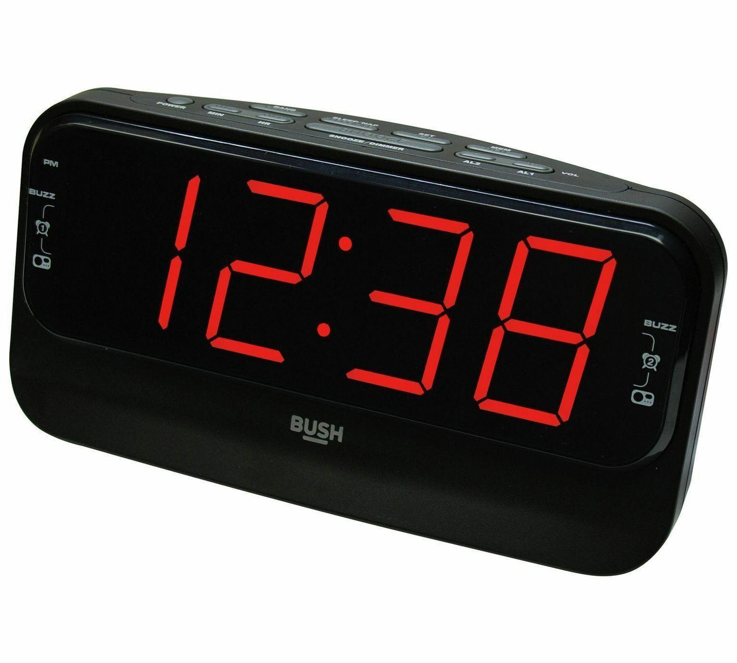 Bush Digital Alarm Clock Dual AM FM Radio Large LED Display Night Timer Snooze