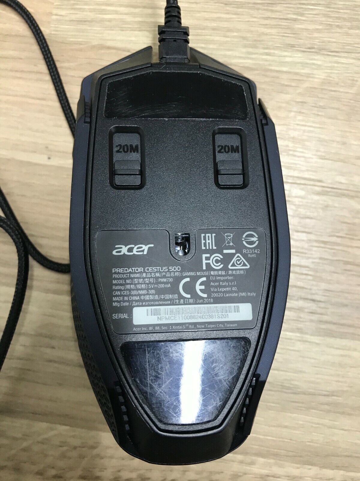 Acer Predator Cestus 500 RGB Wired Gaming Mouse 70M click Dual Omron switches