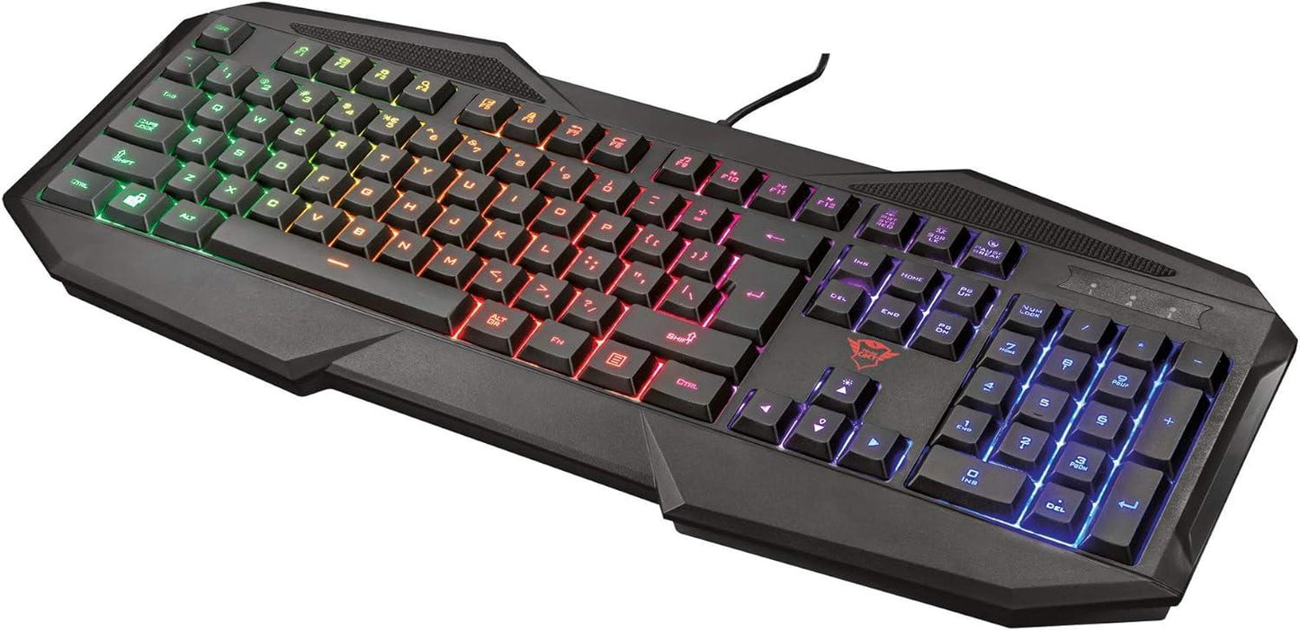 Trust Wired Ergonomic Gaming Keyboard Game Keyboard Scroll Illuminated Computer