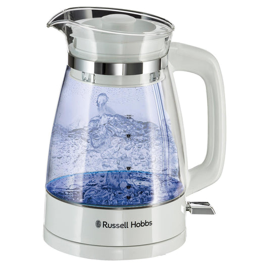 Russell Hobbs Kettle 1.7L Classic Illuminated Glass Rapid boil Water Lid White