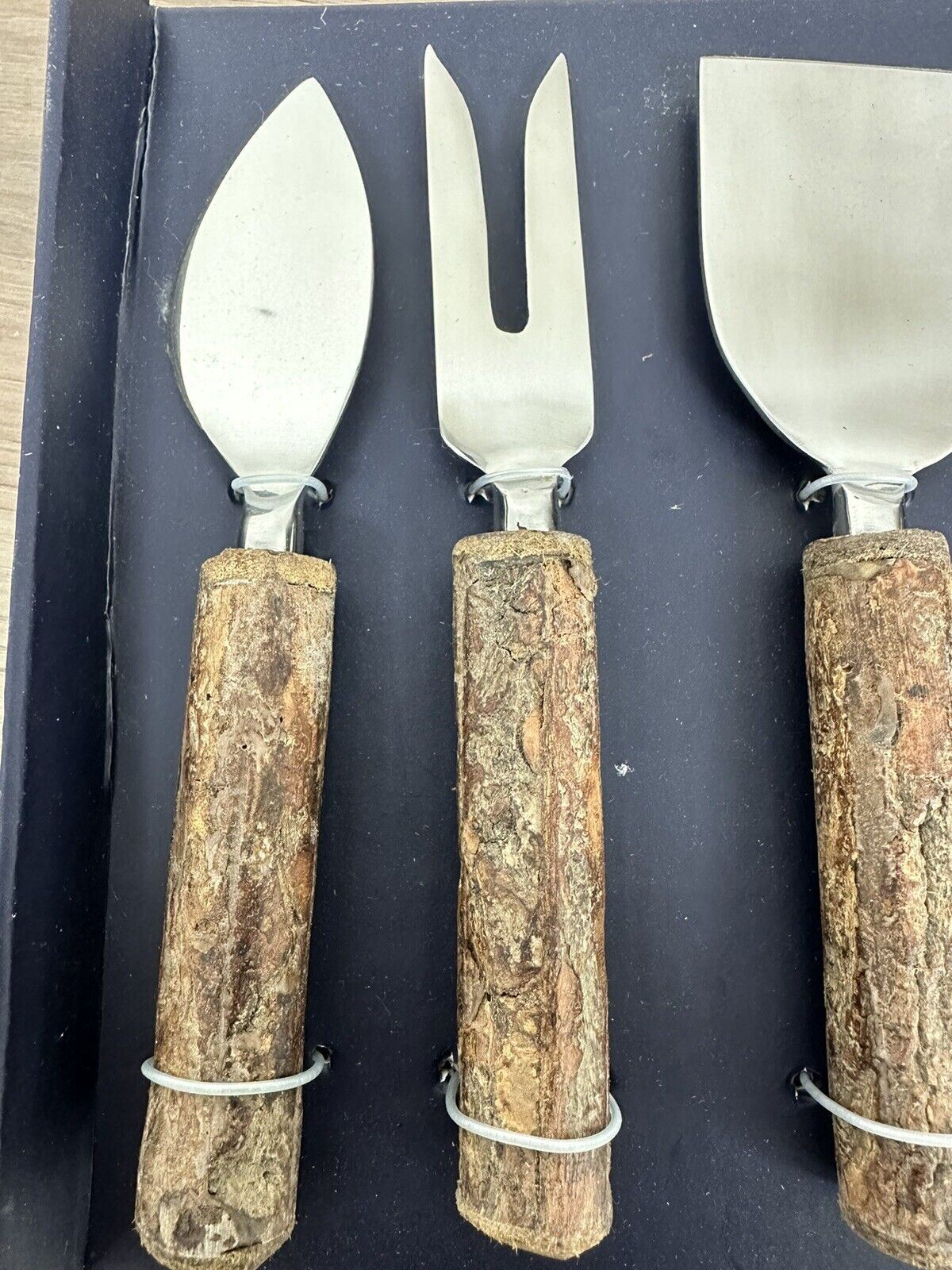 John Lewis Kitchen Cooking Hammered Wooden Cheese Slice Knives Set of 4 Utensil