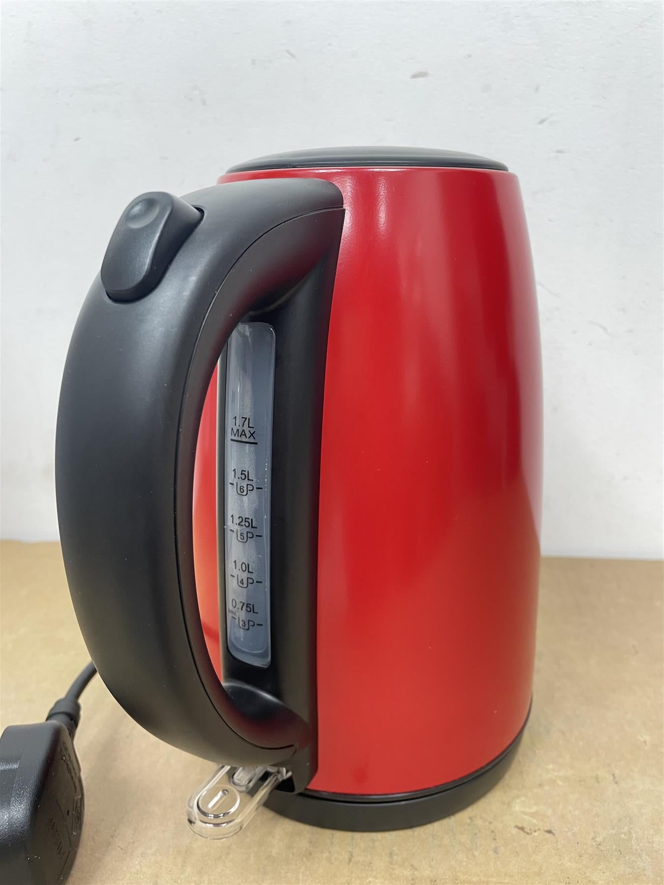 Cookworks Kitchen Red Electric Brushed Water Rapid Boil Stainless Steel Kettle