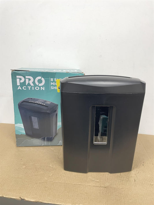 ProAction Paper Shredder Micro Cut 15 Litre Cross Cut A4 Auto on Reverse 8 Sheet