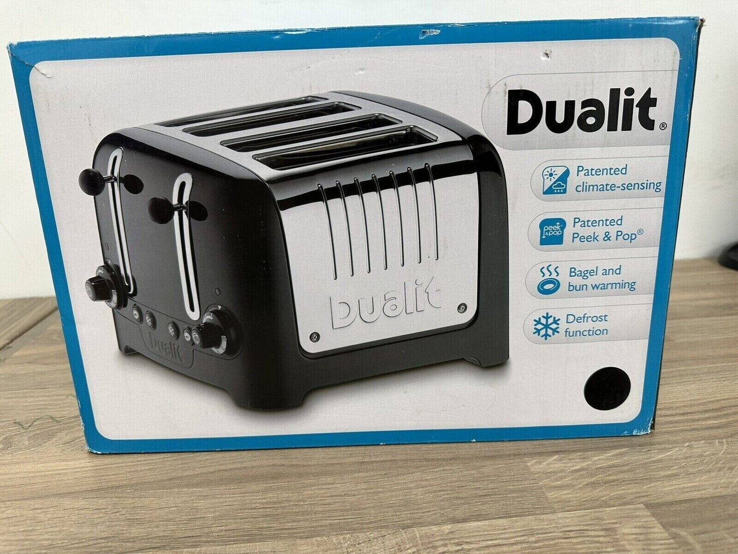 Dualit 4 Slice Lite Toaster Extra Wide Stainless Steel Defrost Black Slots Bagel