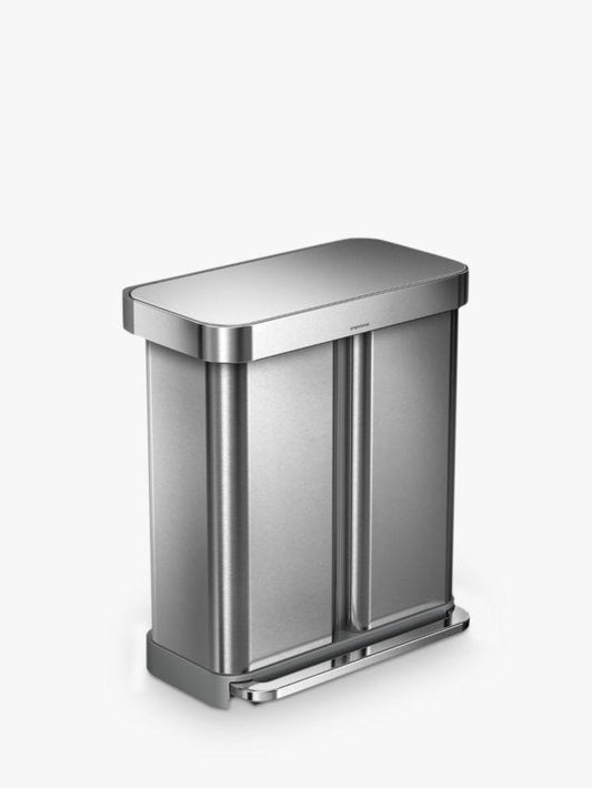 Simplehuman pedal bin dual compartment rectangular recycling inner bucket