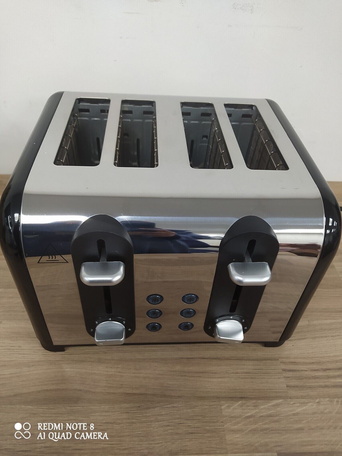 Russell Hobbs Toaster Worcester 4 Slice Extra Wide Defrost Stainless Steel Black