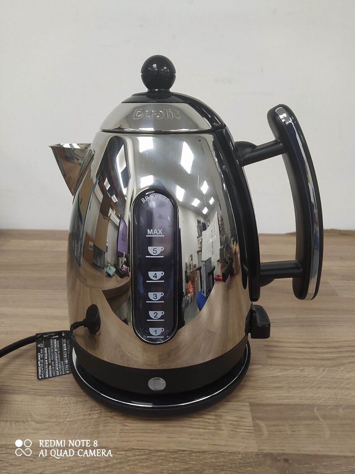 DUALIT Kettle Electric Jug Stainless Steel&black 360 Cordless Fast Boil 1.5Litr