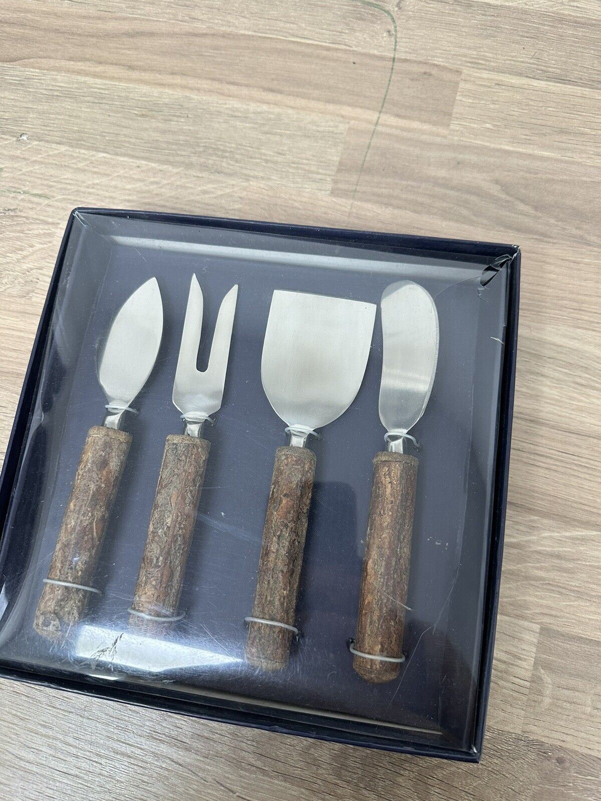 John Lewis Kitchen Cooking Hammered Wooden Cheese Slice Knives Set of 4 Utensil