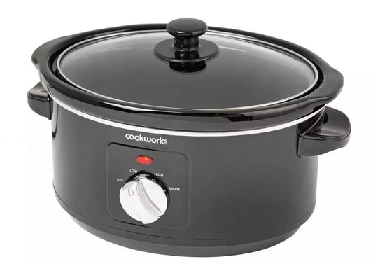 Cookworks 3.5L kitchen Electric Slow Cooker Removable Ceramic Bowl Oval Black