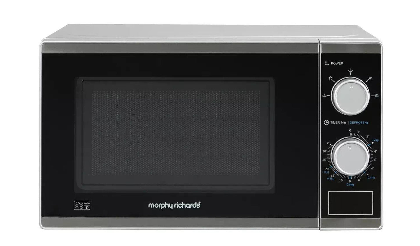 Morphy Richards Microwave Standard Manual Dial 700W 17L 6 presets Defrost Silver