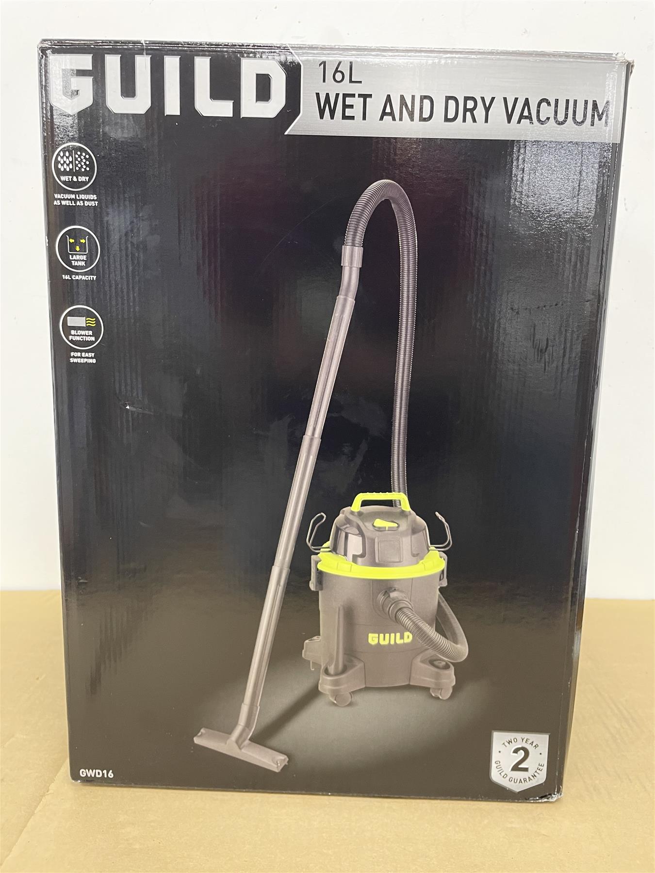 Guild 16 Litre Wet and Dry Vacuum Cleaner - 1300W- 3 Dust Bags Included