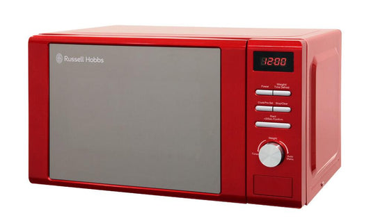 RUSSELL HOBBS Microwave 20L 800W Defrost  8 Auto Cook Mettalic Red